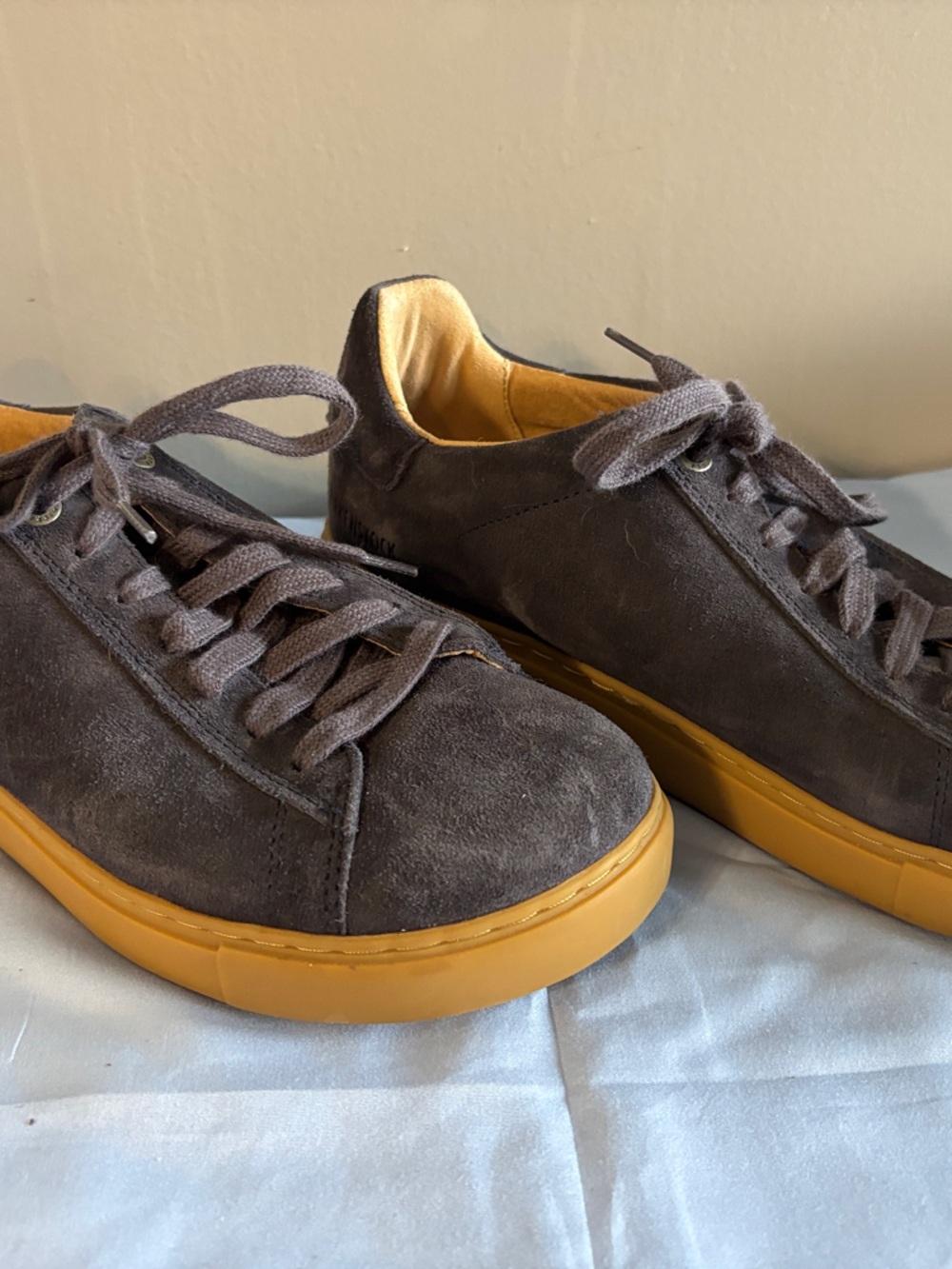 Birkenstock Women’s Suede Sneakers in Dark Blue with Tan Gum Sole